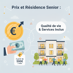 Décomposition détaillée du coût mensuel moyen d'une résidence senior en 2025 : loyer, charges, services