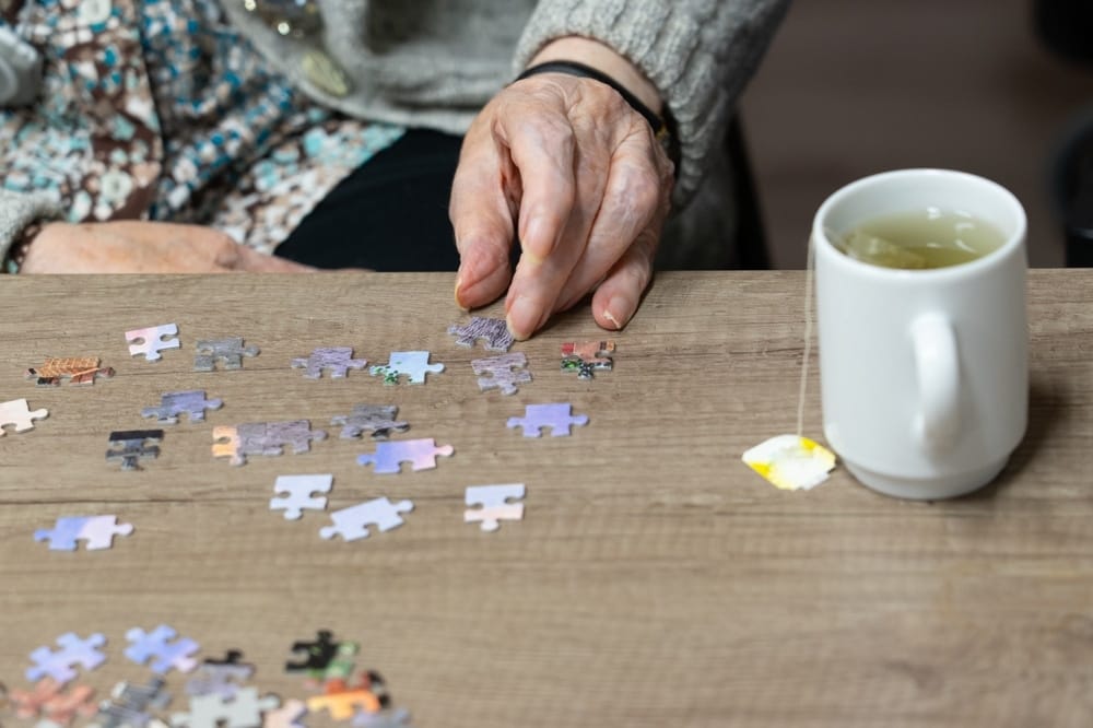 senior,woman’s,hands,doing,a,puzzle senior,woman's,hands,doing,a,puzzle